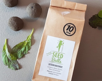 Seedballs "Vitaminbombe" (Gartenkresse, Mizuna, Red Giant, Rukola und Sauerampfer) - 5er oder 10er Packung Seedbombs