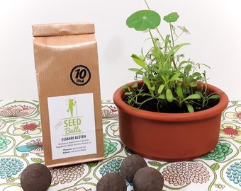 Seedballs "Essbare Blüten" , 3er oder 10er Packung Samenbomben mit Blumensamen, deren Blüten essbar sind