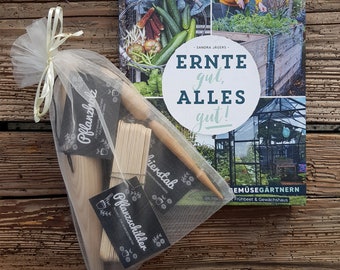 Angebot: Gartenbuch "Ernte gut, alles gut!" + Gärtner-Set und Pflanzschilder im Set