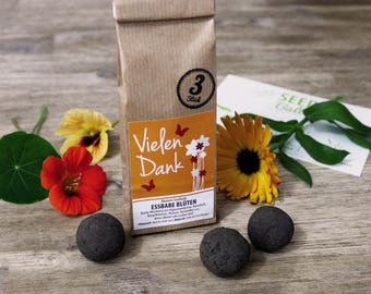 Special Edition Seedballs "Edible Flowers - Thank You", pak van 3 of 10 zaadbommen met bloemzaden waarvan de bloemen eetbaar zijn