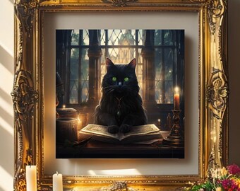 Cat Familiar Altar Image | Printable art | Gothic digital paper | Wicca Wiccan | Grimoire art | Book of shadows art | Scrapbooking