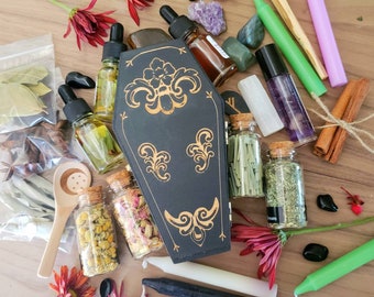 Mystery coffin box | Wooden coffin | witchy mystery box | Witchcraft kit | Gift for Witch | Surprise box | Protection | prosperity | fairy