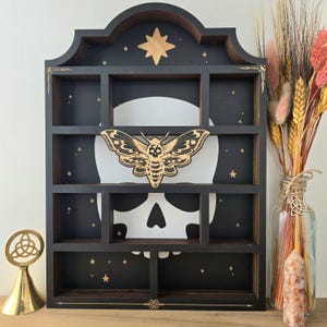 Death Head Hawkmoth Apothecary Shelf | Crystal Shelf | oddities display | crystal storage | crystal shelves |