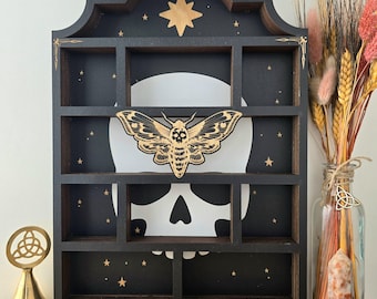 Death Head Hawkmoth Apothecary Shelf | Crystal Shelf | oddities display | crystal storage | crystal shelves |