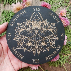 Luna Moth wood pendulum board Moon Moth Magnolia flowers laser engraved divination altar tile black scrying dowsing image 3