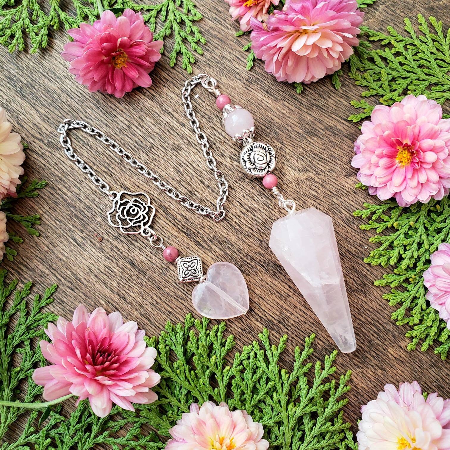Rose Quartz Pendulum | Scrying | Divination | Rose Bead | Rose Charm ...