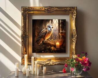 Owl Familiar Altar Image | Printable art | Ostara digital paper | Wicca Wiccan | Grimoire art | Book of shadows art | Scrapbooking