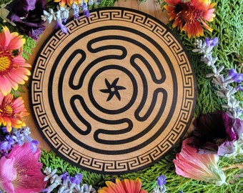 Hekate Wheel Altar tile wood board | laser engraved | Honoring the Goddess | altar tile