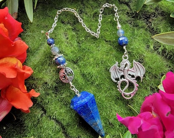 Lapis Lazuli Dragon Pendulum | Tree of Life | Labradorite | dowsing | divination |