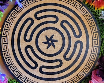 Hecate Wheel wood | altar Hecate |tile board | laser engraved | Goddess board