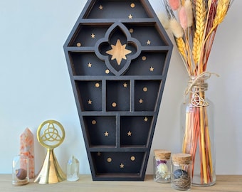 Holzsarg Curio Regal | Kristall Regal | Anzeige | Kristall Aufbewahrung | Kristall Regale |
