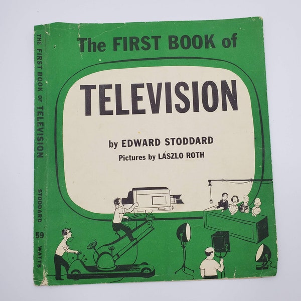 Dust jacket only. The First Book of Television 1970's, TV, Vintage, Illustrations, Ephemera