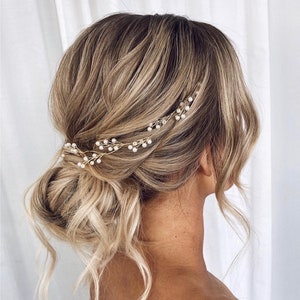 Bridal hair vine pearl Bridal hair piece pearl bridal headpiece gold Wedding hair piece pearl Wedding hair vine pearl headband boho image 1