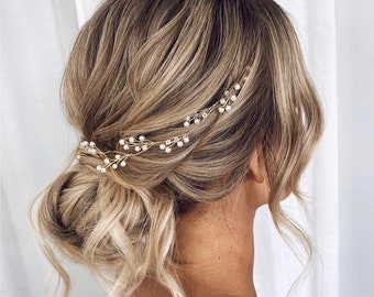 Bridal hair piece pearl Bridal hair vine pearl bridal headpiece gold Wedding hair piece pearl Wedding hair vine pearl headband boho