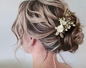 Bridal hair comb floral bridal headpiece floral bridal hair piece floral hair piece floral Wedding hair piece floral Wedding headpiece