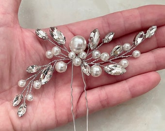 Bridal hair piece crystal wedding Hair piece crystal Bridal Hair Pins silver Wedding Hair Pins Silver headpiece silver hair comb pearl