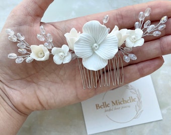 Bridal hair piece floral bridal headpiece floral Wedding hair accessory floral Bridal hair accessory floral Wedding hair piece floral