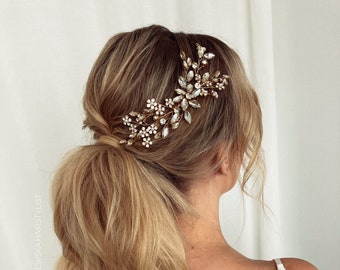 Pezzo di capelli da sposa cristallo Capelli da sposa vite oro rosa cristallo Accessori per capelli da sposa oro Pezzo di capelli da sposa oro rosa Vite per capelli da sposa