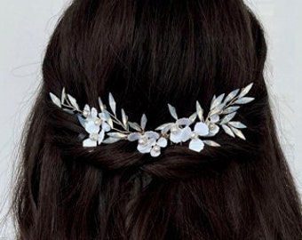 Bridal hair comb floral bridal hair piece floral wedding hair comb crystal bridal hair piece boho Bridal headpiece floral bridal hair piece
