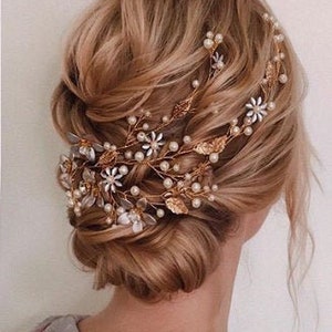 Bridal Hair Vine floral Wedding hair vine leaves bridal Hair piece leaves bridal headband floral wedding hair jewelry leaves hair piece