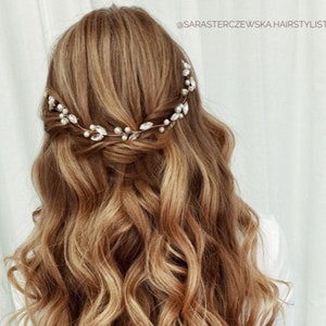 Bridal Pearl Hair Vine: Crystal Wedding Headband, 12 Inch