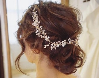 Crystal and Pearl hair vine Extra Long Hair Vine Bridal Hair Vine Wedding Hair Vine Crystal Hair Piece Bridal Jewelry Hair Vine Pearl