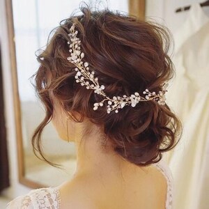 Crystal and Pearl hair vine Extra Long Hair Vine Bridal Hair Vine Wedding Hair Vine Crystal Hair Piece Bridal Jewelry Hair Vine Pearl image 1