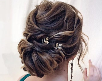 Gold Braut Haarnadeln gold Hochzeit Kopfstück gold Braut Haarnadeln Hochzeit Haarnadeln gold Braut Haarstück Goldblatt Haar gold Kopfschmuck