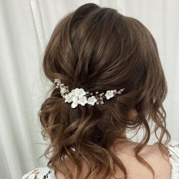 Bridal hair piece Bridal hair vine floral wedding jewelry floral hair piece wedding hair vine floral wedding headpiece floral bridal clip