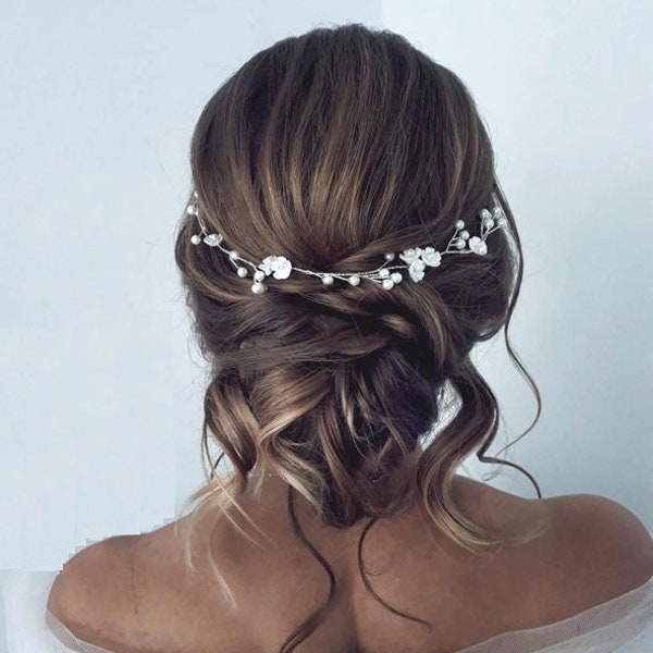 Bridal hair piece floral Bridal hair vine floral Hair Vine Bridal floral Wedding Hair Vine floral bridal headpiece flower long hair vine