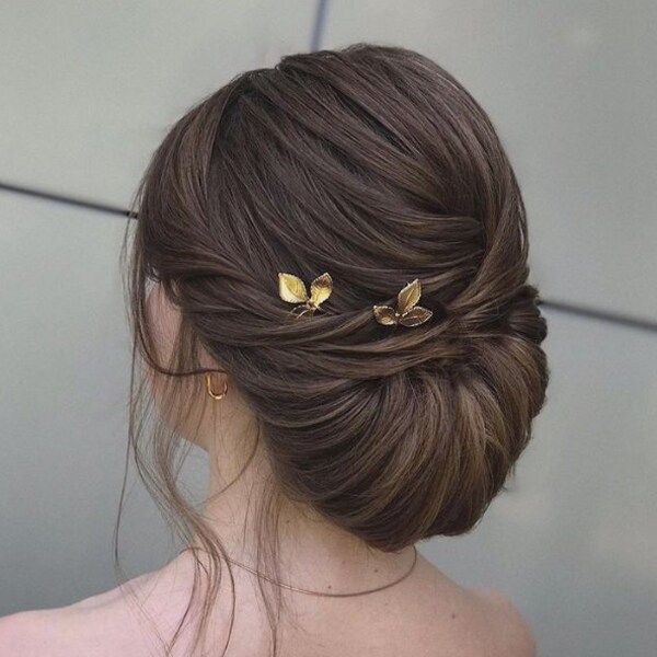 Bridal hair pins gold Wedding Head piece gold  Bridal hair pins Wedding hair pins gold Bridal hair piece Gold leaf hair pins leaf gold