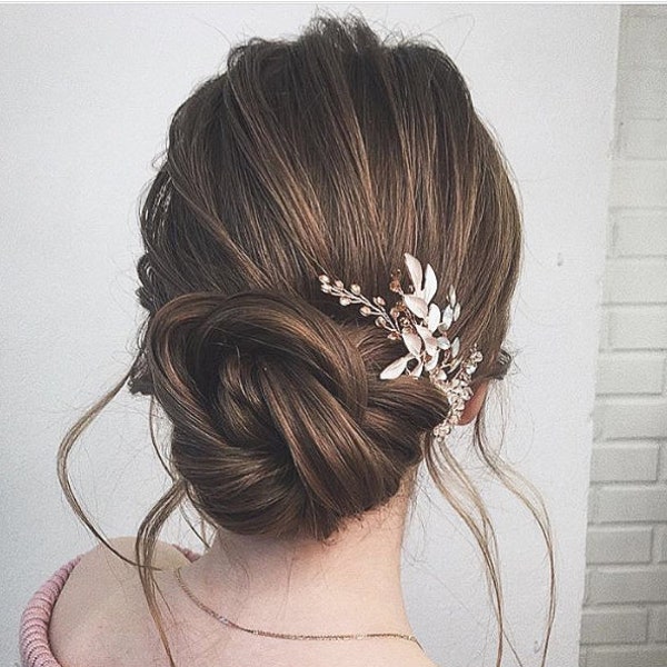 Bridal hair comb Wedding hair comb Rose gold Champagne color wedding hair accessory Wedding hair accessory Bridal hair pin Wedding hair pin