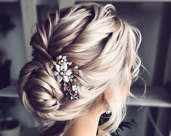 Bridal hair piece floral wedding hair piece floral Bridal hair comb Wedding hair comb Wedding Hair pins Wedding headpiece bridal hair pins