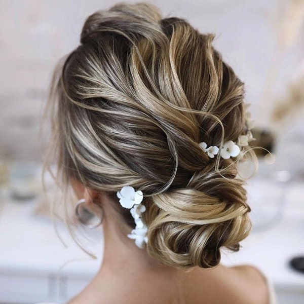 Wedding hair piece bridal hair piece bridal hair comb Flower hair piece Wedding hair piece Wedding headpiece flower porcelain