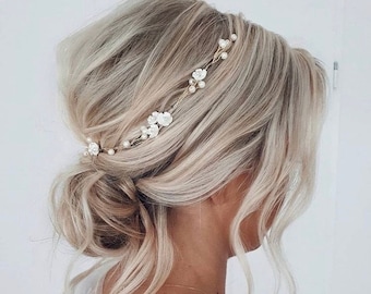 Hair Vine Bridal Hair Vine Wedding Hair Vine Bridal Hair Piece Wedding Hair Piece Pearl hair vine Hair Vine wedding gold Woodland wedding