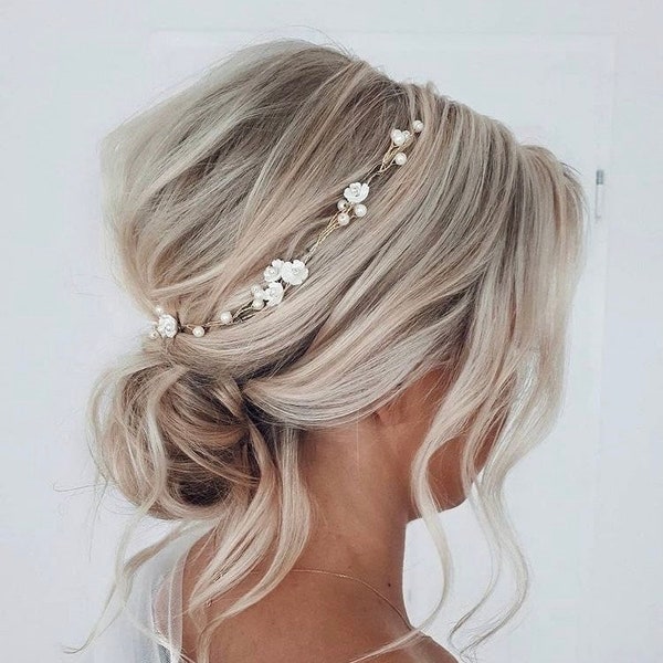 Bridal hair piece floral wedding Hair Vine floral Bridal Hair Vine floral Wedding Hair accessory floral wedding hair jewelry floral