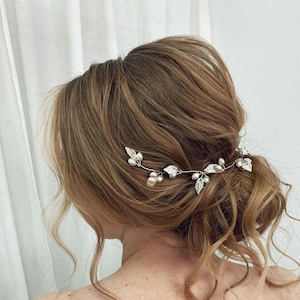 Gold Leaf Bridal Hair Vine: Pearl Wedding Hairpiece