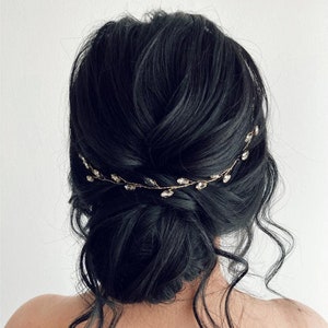 Crystal Bridal Hair Vine: Rose Gold Wedding Hair Piece, 13 Inch