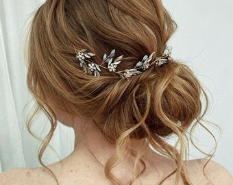 Bridal hair vine gold Wedding hair vine floral Bridal hair piece silver Wedding hair piece floral bridal headpiece opal bridal hair piece