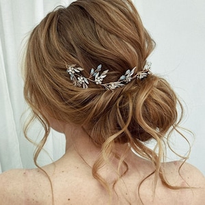 Floral Bridal Hair Vine: Opal & Crystal Wedding Headpiece