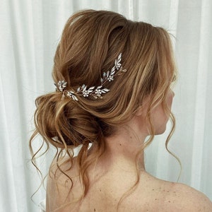 Crystal Opal Bridal Hair Vine: Silver Wedding Headband