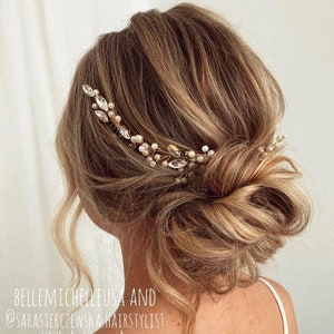 Vintage Pearl Bridal Hair Vine: Gold Wedding Hairpiece