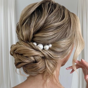 Pearl Bridal Hair Pins: Gold Wedding Hair Piece, Set of 6