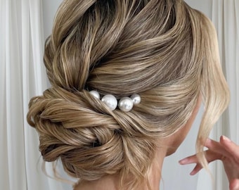 Pearl Bridal Hair Pins: Gold Wedding Hair Piece, Set of 6