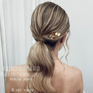 Gold Leaf Bridal Hair Pins: Wedding Hair Piece with Crystals