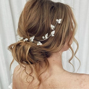 Gold Leaf Wedding Hair Vine: Pearl Bridal Headpiece
