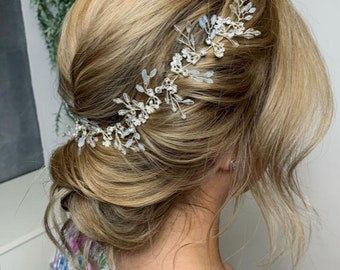 Bridal hair vine silver Wedding hair vine floral Bridal hair piece silver Wedding hair piece floral bridal headpiece silver bridal headpiece