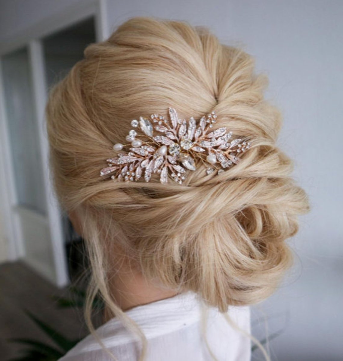 Bridal Hair Piece Rose Gold Bridal Hair Piece Floral Wedding Etsy