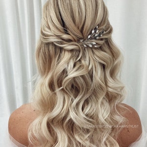 Silver Bridal Hair Pins: Swarovski Crystal Pearl Wedding Headpiece