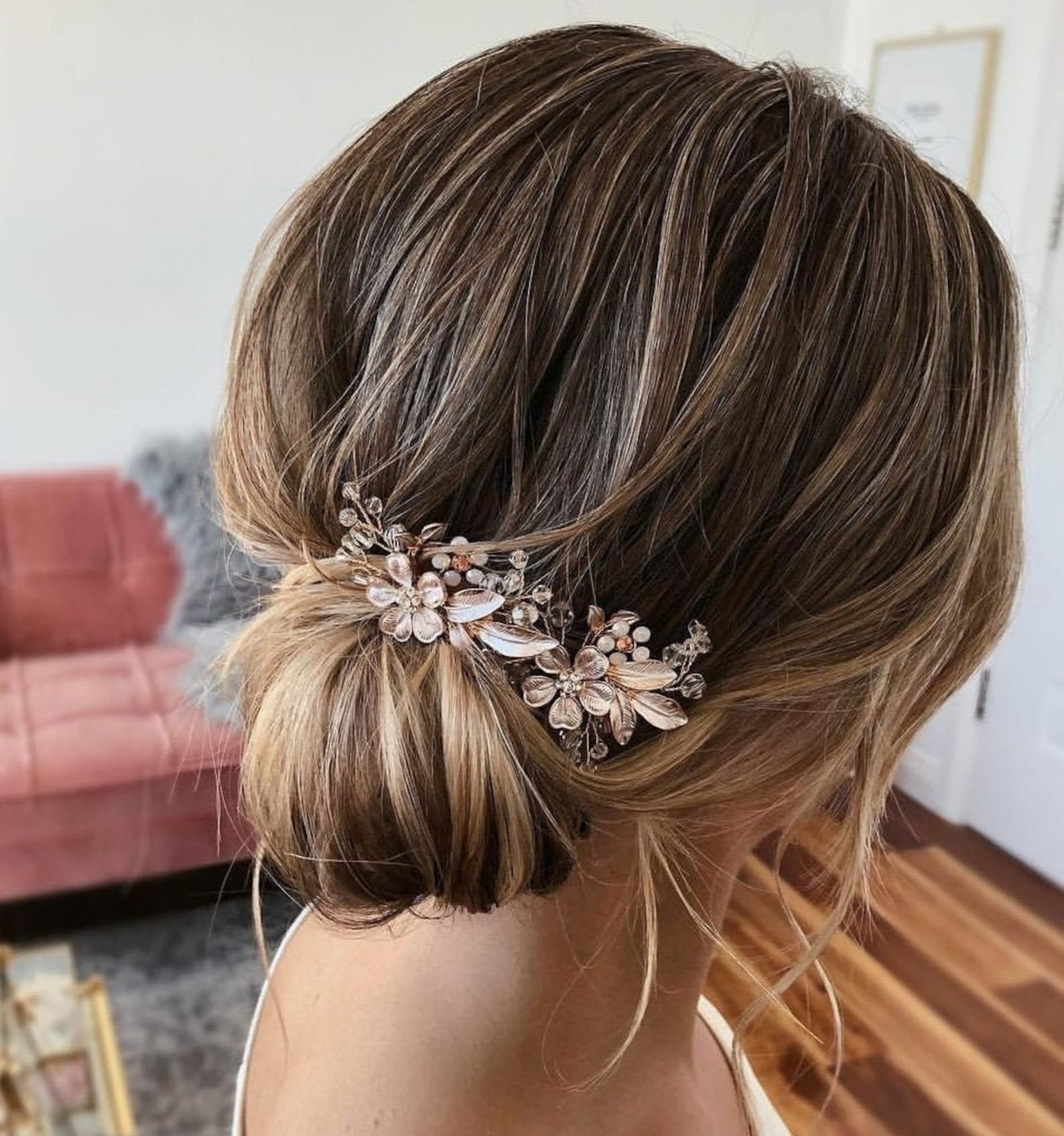 Bridal Hair Piece Rose Gold Bridal Hair Pins Wedding Hair Etsy